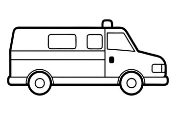 ambulance line art silhouette vector illustration