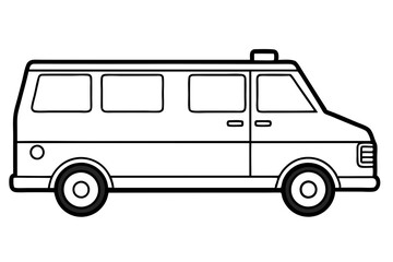 ambulance line art silhouette vector illustration