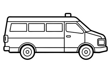 ambulance line art silhouette vector illustration