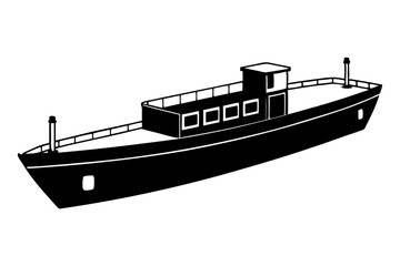 Obraz premium barge line art silhouette vector illustration
