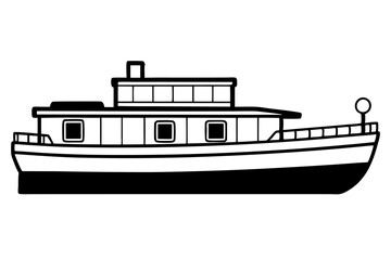 Obraz premium barge line art silhouette vector illustration