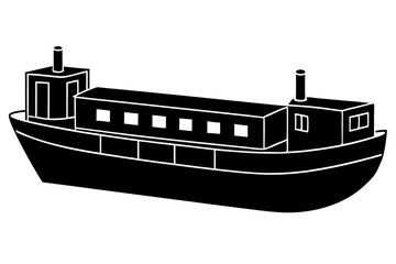 Obraz premium barge line art silhouette vector illustration