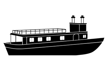 Obraz premium barge line art silhouette vector illustration