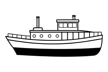 Obraz premium barge line art silhouette vector illustration