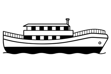 Obraz premium barge line art silhouette vector illustration
