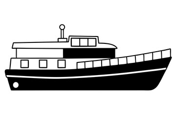 Obraz premium barge line art silhouette vector illustration