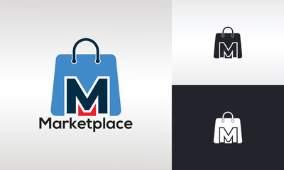 letter m and shopping bag logo