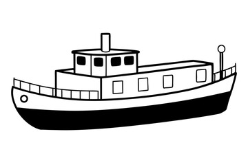 Obraz premium barge line art silhouette vector illustration