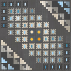 Aztec pattern.Diagonal pattern.Zigzag shape on gray background.Geometric shape.Diamond shape.Blue repeat.DIgital design.Illustration.Line.Seamless.Design for Rug.Blanket.Carpet.Printing and Knitting