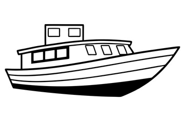 boat line art silhouette vector illustration