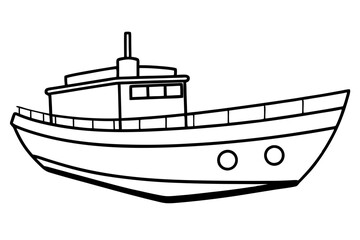 Obraz premium boat line art silhouette vector illustration