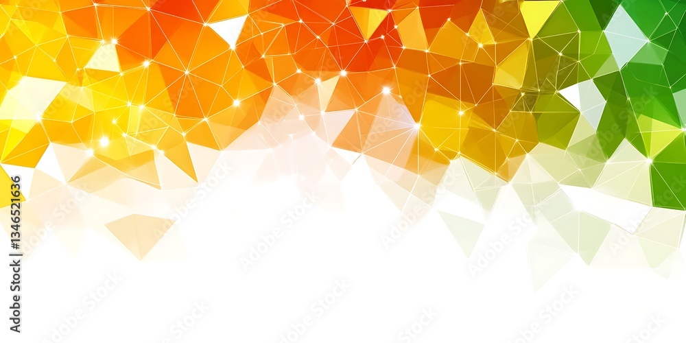 Poster vibrant geometric mosaic with connecting lines and glowing nodes abstract design