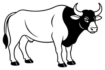 buffalo line art silhouette vector illustration