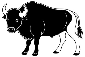 buffalo line art silhouette vector illustration