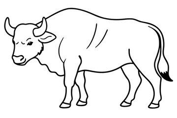 buffalo line art silhouette vector illustration