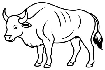 buffalo line art silhouette vector illustration