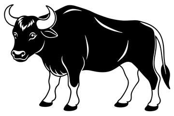 buffalo line art silhouette vector illustration