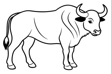 buffalo line art silhouette vector illustration