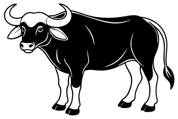 buffalo line art silhouette vector illustration