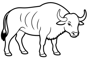 buffalo line art silhouette vector illustration