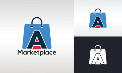 letter a and shopping bag logo