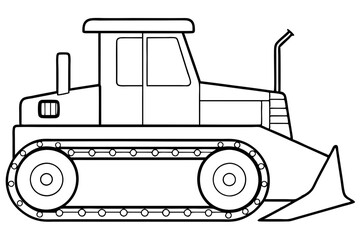 bulldozer line art silhouette vector illustration