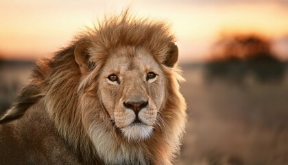 Obraz premium Majestic brown mammal, a wild lion with fur