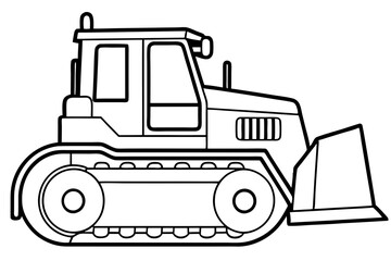 bulldozer line art silhouette vector illustration