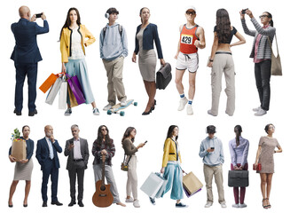 Diverse people standing and waiting