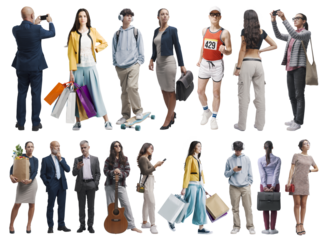 Diverse people standing and waiting