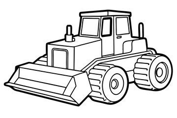 Naklejka premium bulldozer line art silhouette vector illustration