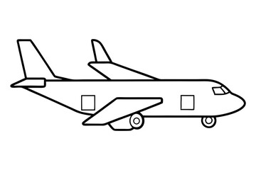 cargo plane line art silhouette vector illustration