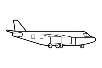 cargo plane line art silhouette vector illustration