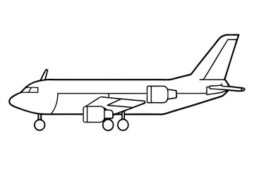 cargo plane line art silhouette vector illustration