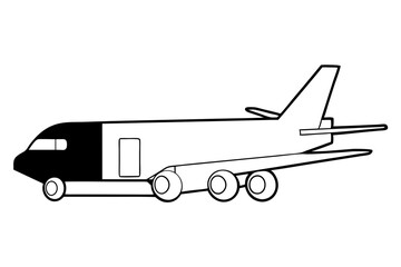 cargo plane line art silhouette vector illustration