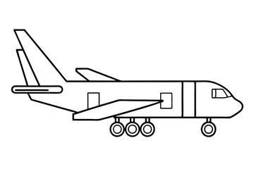 cargo plane line art silhouette vector illustration