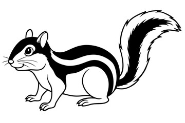 chipmunk line art silhouette vector illustration
