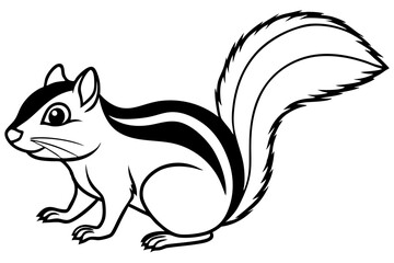 chipmunk line art silhouette vector illustration