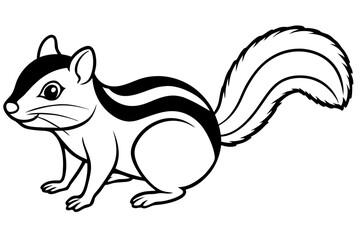 Naklejka premium chipmunk line art silhouette vector illustration