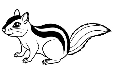chipmunk line art silhouette vector illustration