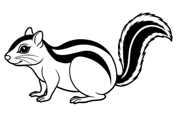 chipmunk line art silhouette vector illustration