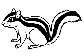 chipmunk line art silhouette vector illustration