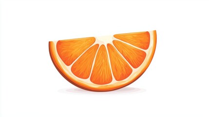 Slice of orange featuring vibrant colors and detailed texture, set against a clean white background.