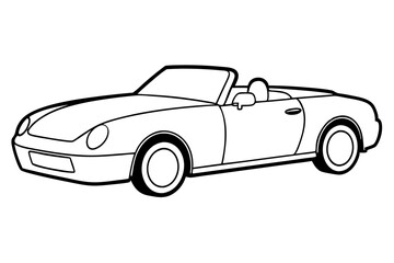 convertible line art silhouette vector illustration