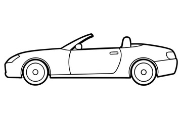 convertible line art silhouette vector illustration