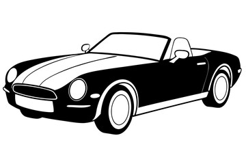 convertible line art silhouette vector illustration