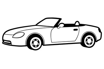 convertible line art silhouette vector illustration