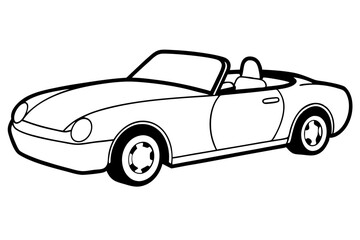 convertible line art silhouette vector illustration