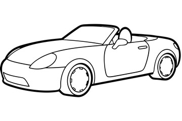 convertible line art silhouette vector illustration