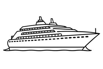 Obraz premium cruise ship line art silhouette vector illustration